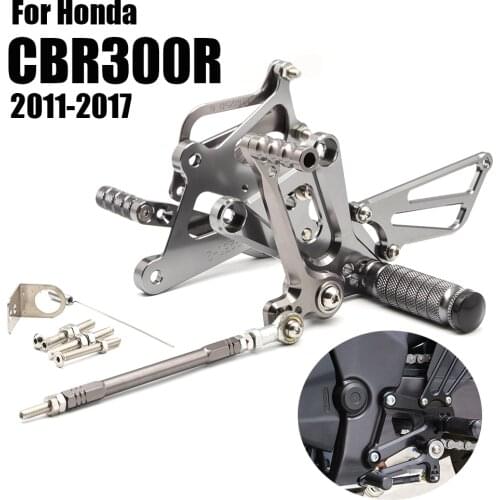 For Honda CBR300R CBR 300R CBR300 R 2011-2017 CNC Adjustable Aluminum Motorcycle Footrest Rearset Footpeg Rear Set Quick Shift