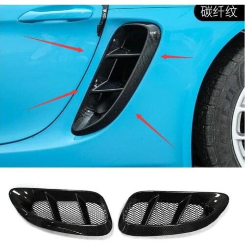 High quality 2 pieces/1Set carbon fiber Decorative cover for side air inlet hood for Porsche Cayman Boxster 718 GT4 2016-2020