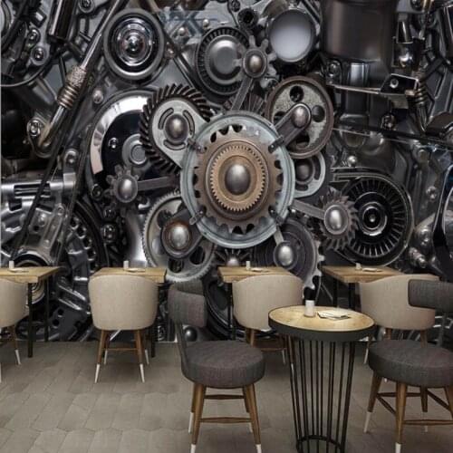 Custom mural 3D three-dimensional metal gear industrial wind engine background custom wallpaper murals