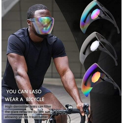 Y1UF Men Women Holographic Multicolor Protective Sunglasses Full Face Cover Visor UV Protection Eyewear Anti-Fog Mirrored Shield