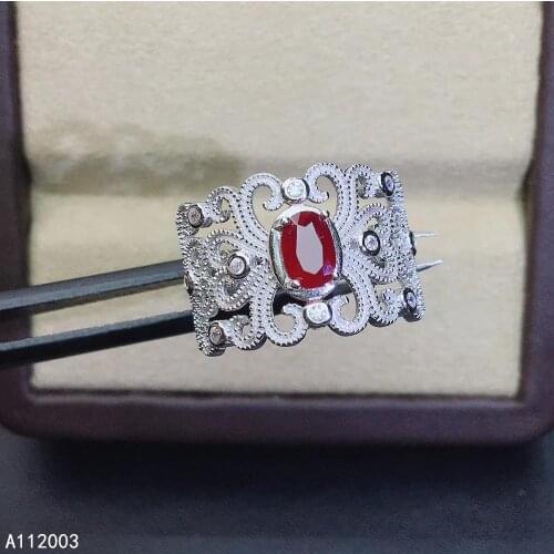 KJJEAXCMY Fine Jewelry 925 Sterling Silver Inlaid Natural Ruby New Female Ring Exquisite Support Detection