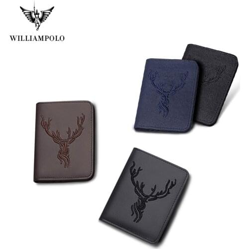 Wallet Men Mini Ultra-thin Fashion Cowhide V-shaped Card Holder Embroidery Bi-fold No Zipper Small Purse Casual