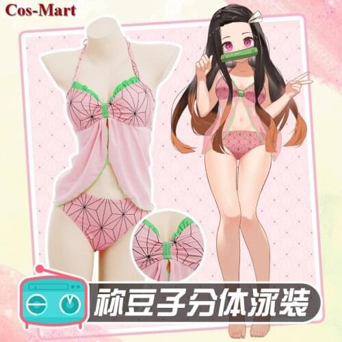 Hot Anime Demon Slayer:Kimetsu No Yaiba Kamado Nezuko Cosplay Costume Sexy Sweet Swimsuit Activity Party Role Play Clothing S-XL