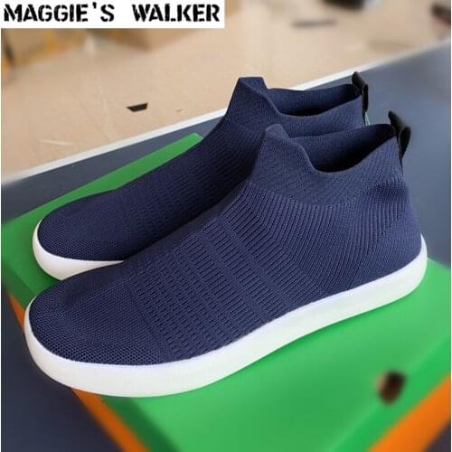 Maggies Walker New Arrival Men Mesh Casual Shoes Fashion Elastic Knitted Cloth Canvas Shoes Size 40~45