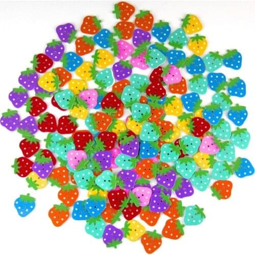 Pack of 100PCS Strawberry Buttons- Mixed Colours of Various Plain Round DIY Buttons for Sewing and Crafting 7NK145
