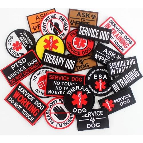 Therapy Service Dog Badges Hook Loop Patches for DOG PET Do Not Touch In Training Security Vests Harnesses Emblem Stickers