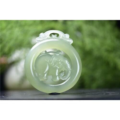 Natural top brand white jade pendant hand-carved elephant jade pendants brand men necklace jadeite jade jewelry jade necklace