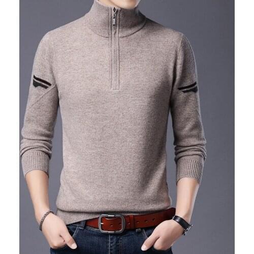 New 2020 Winter Pure 100% Wool Sweater Fashion Zipper Jumper Male Warm Thick Sweaters Pullover Free Shipping
