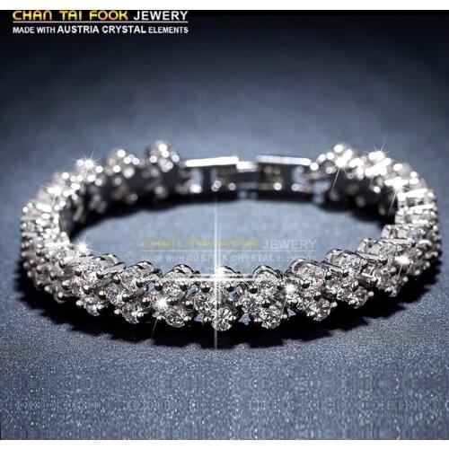 IREACESS New Arrival luxury brand bracelet for women , full AAA Zircon Austrian crystal Wedding Bracelets & Bangles