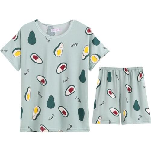 Kawaii Leisure Soft Womens Sleepwear Pajama Sets Women Summer New Trendy Simple Korean Sweet Printed Loose Schoolgirls Homewear