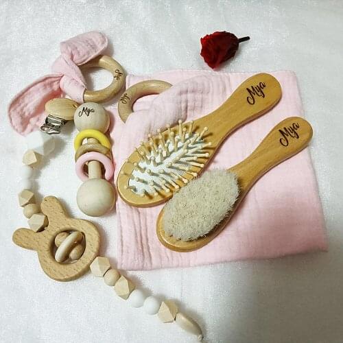 Personalized Name Newborn Bath Toy Gift Set 0-12 Months Old Baby Rattle Pacifier Chain Toy Baby Child 6 Piece Set Boy Girl Gift