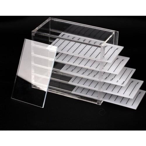NEWCOME Transparent Acrylic 5 Layers Eyelash Extension Storage Box Makeup Organizer False Eyelashes Pallets Holders Grafting