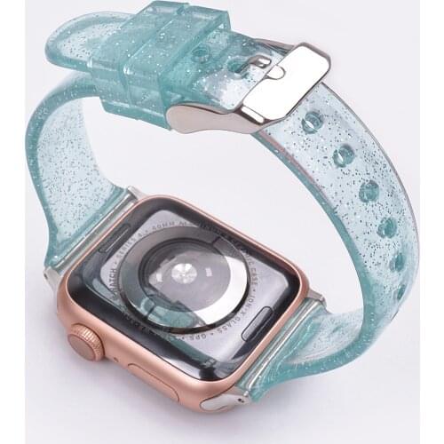 Transparent silicone strap for Apple watch 3 38mm 42mm summer Glitter women Shining wrist bracelet iwatch 5 4 44mm 40mm band