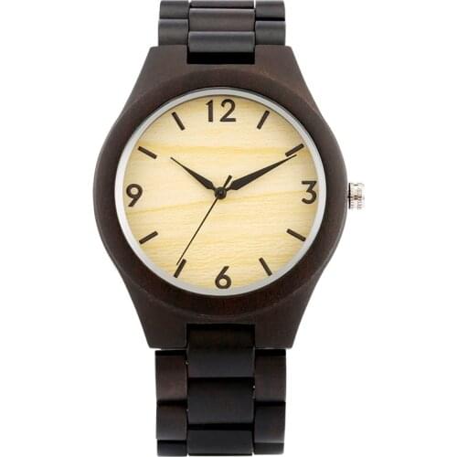 Handmade Full Wooden Watch Nature Wood Mens Quartz Analog Wrist Watch Fold Clasp Full Bamboo Bracelet Strap Reloj de madera