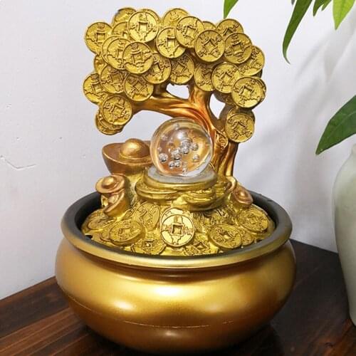 Resin Lucky Tree Statule Money Tree Bonsai Ornaments Home Feng Shui Decor for Wealth Lucky Prosperity Home Office Decoration