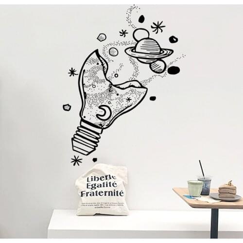 The universe in the light bulb Wall Stickers Creative kids room wallpaper Bedroom living room background Home decoration sticker