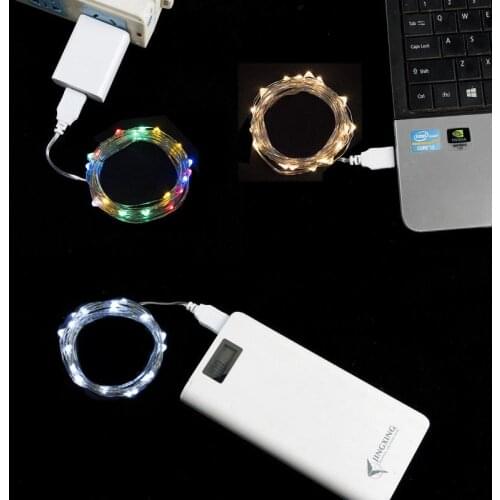 Brand new 2M 5M USB LED fairy silver string lights garland waterproof tree flower Christmas wedding party gift box decoration