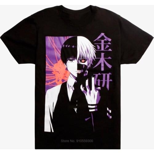Tokyo Ghoul Kaneki Split Face T-Shirt New Authentic T Shirt Anime Summer Men Cotton O-neck Tshirt Hip Hop Tees Tops
