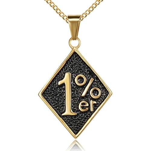 Top quality 316l stainless steel 1%er pendants necklace for biker men gold color mens jewelry necklace for motorcycle clubs