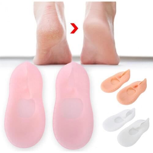 1Pair Moisturizing Anti Crack Unisex Feet Protector With Hole Dead Skin Removal Breathable Silicone Socks