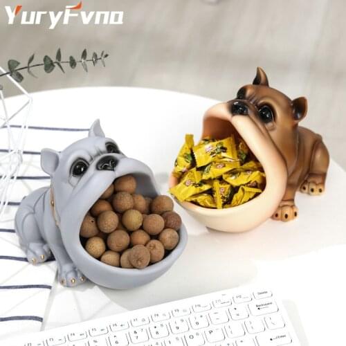 YuryFvna Creative French Bulldog Candy Box Statue Dog Animal Figurine Shoe Cabinet Key Storage Box For Living Room Home Decor