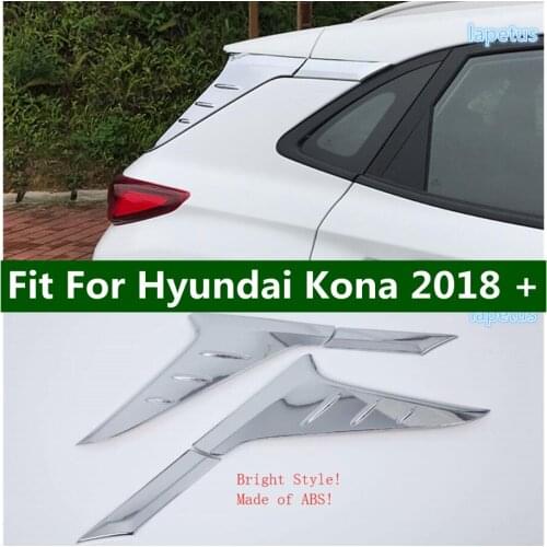 Lapetus Trunk Spoiler Side Rear Spoiler Decoration Panel Cover Trim 4 Pcs For Hyundai Kona 2018 2019 Chrome Exterior Refit Kit
