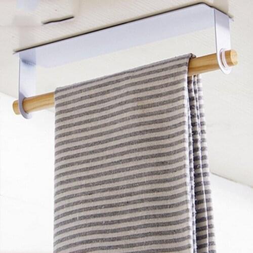 Iron towel rack pasted wall hung towel pole perforated free kitchen rag rack towel shelf