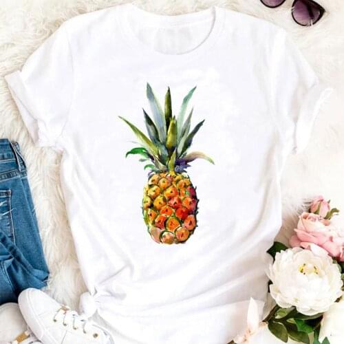 Women Summer 2021 Trend Style Holiday Pineapple Cartoon Clothes Tshirts Fashion Stylish T Top Lady Print Sexy Tee T-Shirt