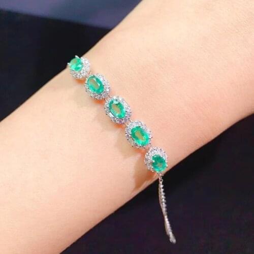 KOFSAC Luxury Zircon Crystal Green Blue Red Color Oval Bracelets 925 Sterling Silver Jewelry Women Charm Valentines Day Gift