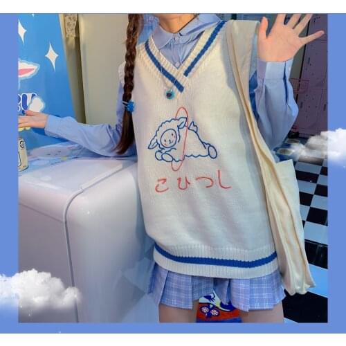 Original Design Cute Sheep Womens Knitted Vest Loose Sweater Pullovers Fall,Winter Tanks Vest Cute Girls