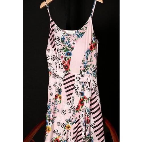 Broken flower sling silk dress female mulberry silk print dress sleeveless long skirt A-line skirt summer 2021 new