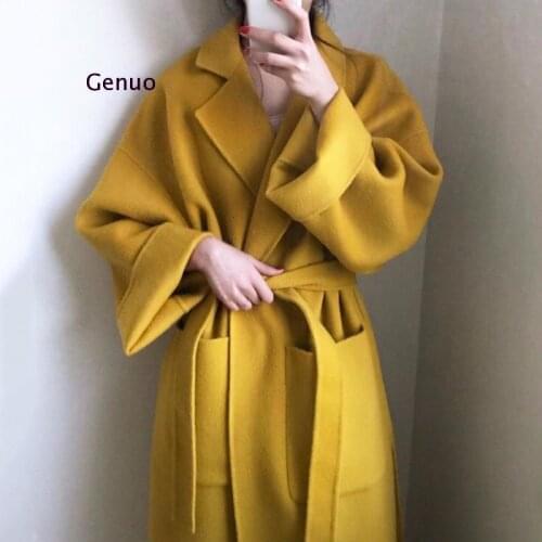 2020 Autumn Wnew Thick Warm Yellow Winter Coat Women Plus Size Long Women Outerwear Korea High Quality Woolen Coat