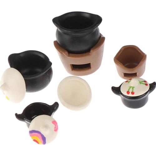 1:12 Dollhouse Mini Vintage Charcoal Stove Soup Pot Simulation Model Cooking Utensils Furniture Toys For Doll House Decoration