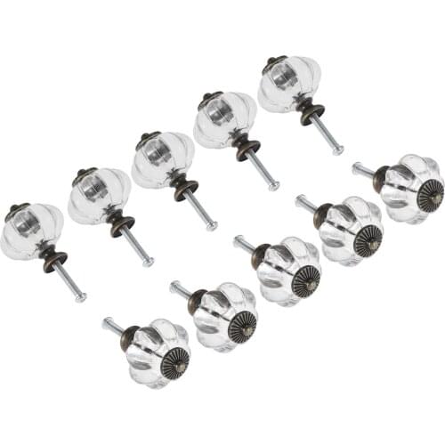 10Pcs 30*36mm Acrylic Crystal Pumpkin Cabinet Door Knobs Kitchen Furniture Wardrobe Drawer Cupboard Closet Dresser Pulls Handles