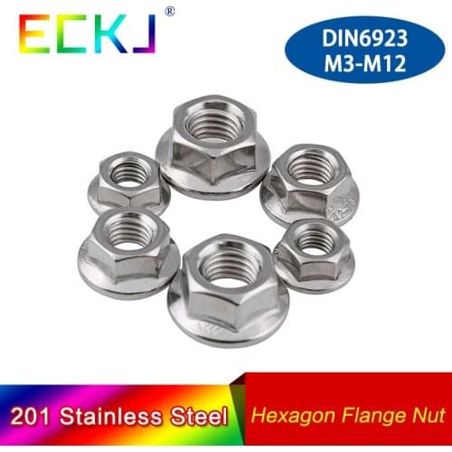 201 Stainless Steel Hexagon Flange Nut DIN6923 M3 M4 M5 M6 M8 M10 M12