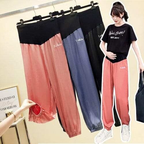 6082# Maternity Pants Spring Autumn leisure Casual Pants Loose Comfy Belly Support Pants Elastic Waist Maternity Trousers
