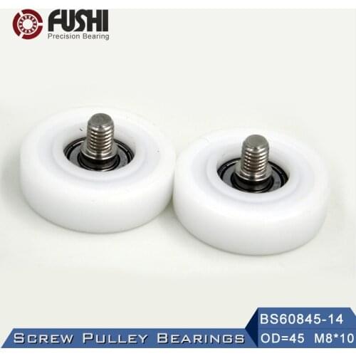 608ZZ Screw Pulley Bearing OD 45 mm M8*10 ( 2 PCS ) Doors and Windows Roller Mute Wheel POM 608 Plastic Covered Bearings