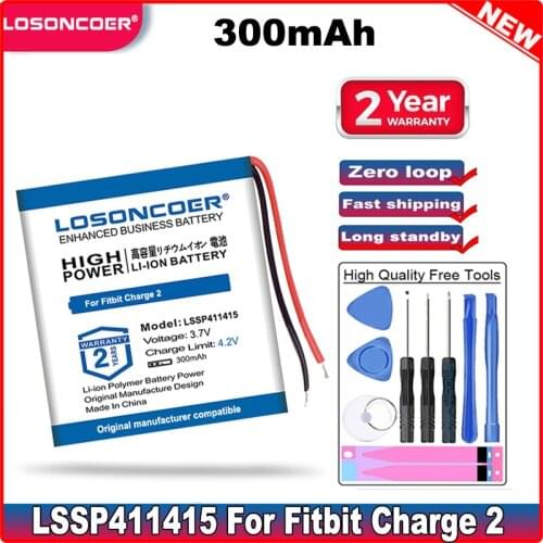 LOSONCOER 300mAh LSSP411415 Battery For Fitbit Charge 2 In Stock