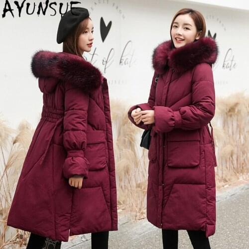 AYUNSUE Fashion High Quality Womens Winter Jacket Slim Hooded Thicken Warm Womens Park Down Cotton Coat Female Casaco Zjt331