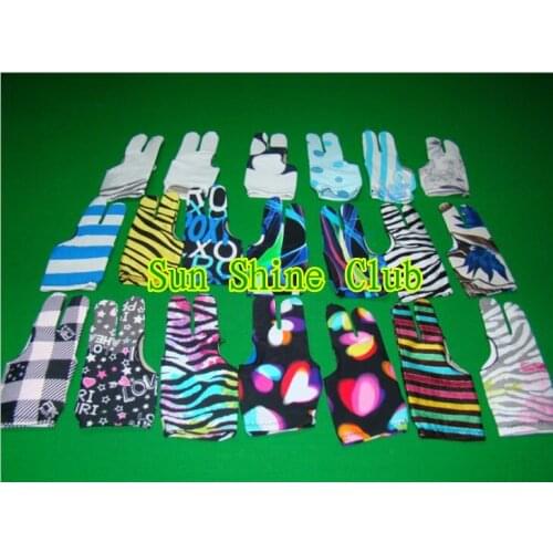 Free shipping 40pcs/lot billiards pool gloves/flower colorful Billiard Pool Shooters 3 Fingers Gloves high quality