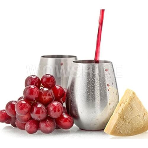 Free shipping Stainless Steel wine glasses, 1pc 18OZ unbreakable bpa free glasses for red wine& drinks shampagne cocktails