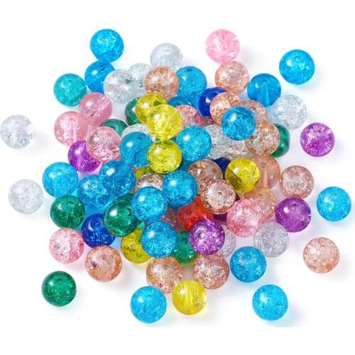 4mm 6mm 8mm 10mm Mixed Color Round Crackle Glass Beads Loose Spacer Beads For Jewelry Making DIY Bracelet Necklace