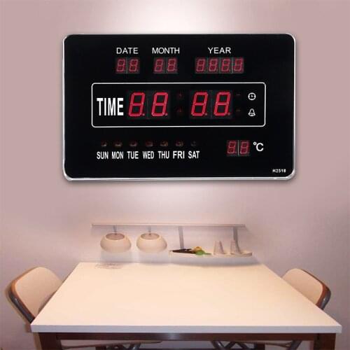 Digital Perpetual Calendar Wall Clock With Real-time Date Temperature Display Automatic Adjustment For Home Living Room Decorati