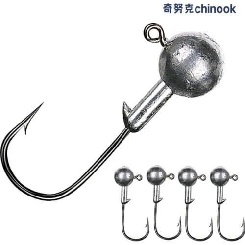 Chinook jig head 10pcs/Lot High Quality 3.5g/5g/7g/10g/14g Lead Head Hook Jig Bait Fishing Hooks For Soft Lure Fishing Tackle