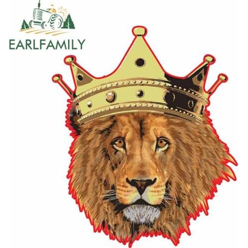 EARLFAMILY 13cm x 10.7cm Vinyl Car Wrap for Cartoon Crown Lion Funny Car Stickers Laptop VAN Truck Decal Waterproof Decoration