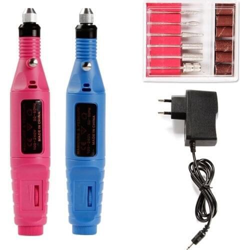 Electric Nail Drill Pen 6 Colors Professional Milling Cutters Set Cuticle Remover Rotate Gel Polisher Apparatus for Manicure