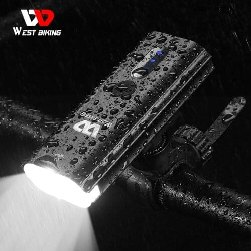 WEST BIKING Front Bicycle Light USB Rechargeable LED Bike Flashlight Optical Lens Waterproof Rotatable Cycling Headlight Lamps