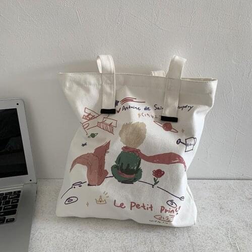 The little prince wandering earth canvas bag womens single shoulder Japan and South Korea student school bag shopping bag
