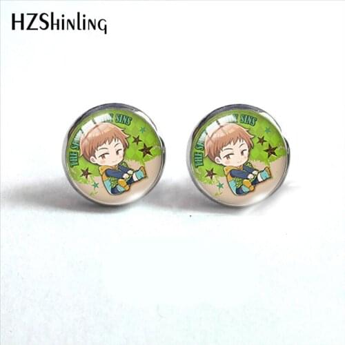 2021 New The Seven Deadly Sins Stud Earring Anime Meliodas Round Earrings Handmade Glass Dome Photo Printed Jewelry Gifts