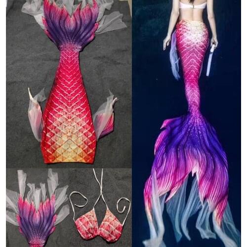 HOT Adult Kids Mermaid Tails with Fin Swimsuit Bikini Bathing Suit Dress for Women Girls With Monofin For Swim Cospaly Costumes